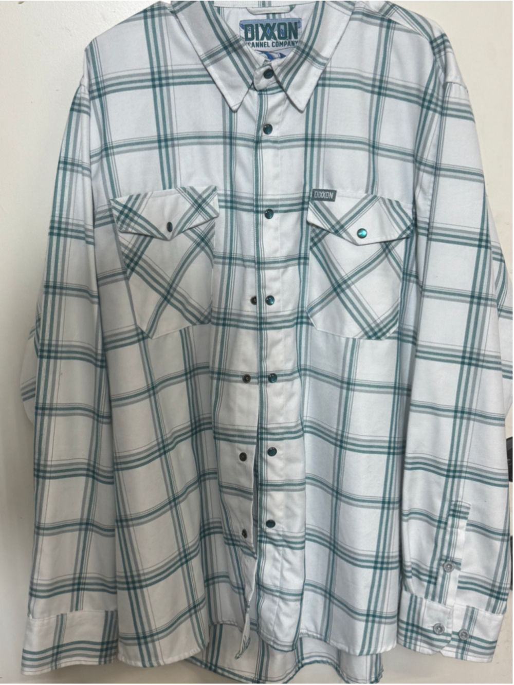 Whistler - Men's Dixxon Flannel Shirt XXL White, Teal Plaid 
Pearl snaps